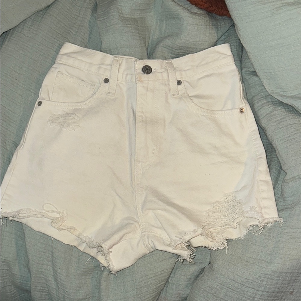Women's White Levi Denim Shorts